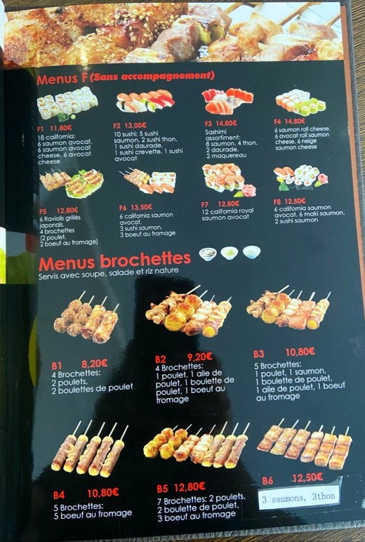 fushan sushi menu 2