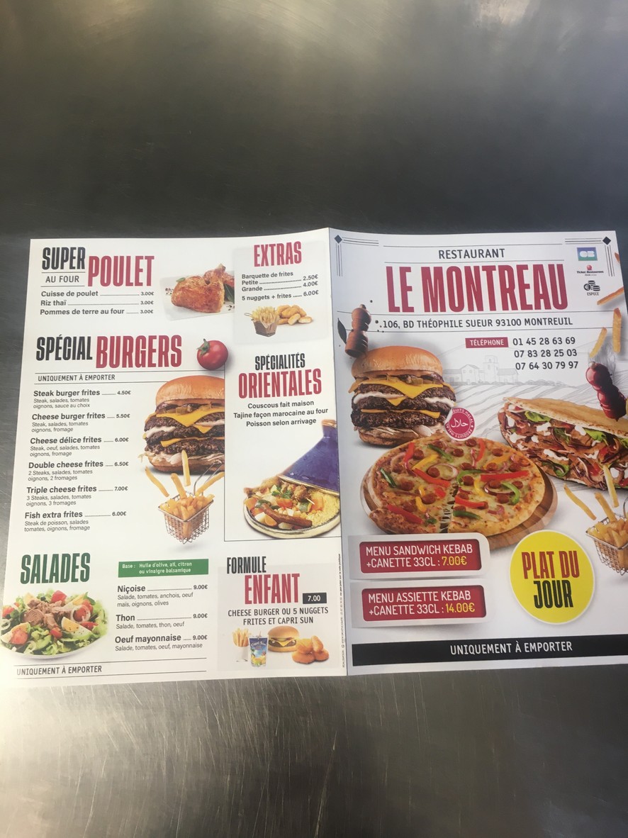 Restaurant Le Montreau menu 1
