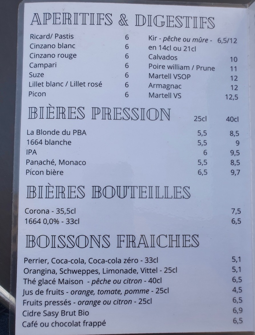 Petit Bistrot d'Auteuil menu 2