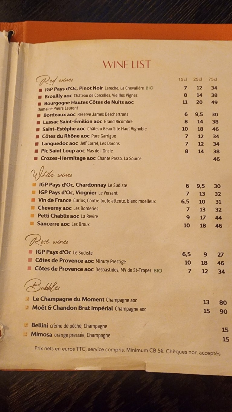 Bistro Dupleix menu 2