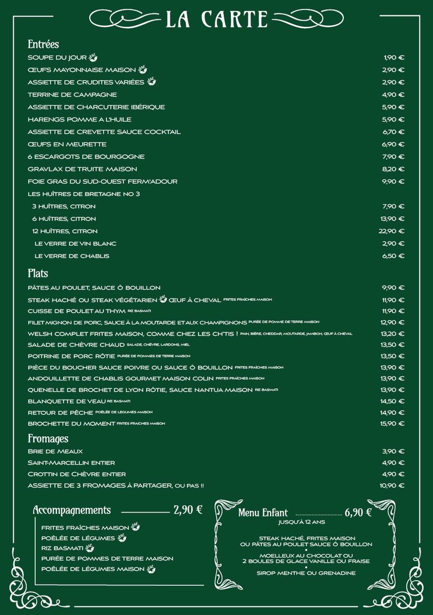 Ô Bouillon menu 1