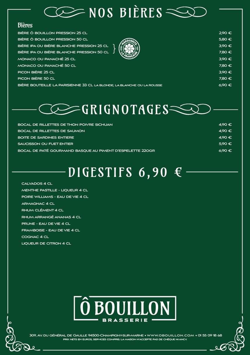 Ô Bouillon menu 5