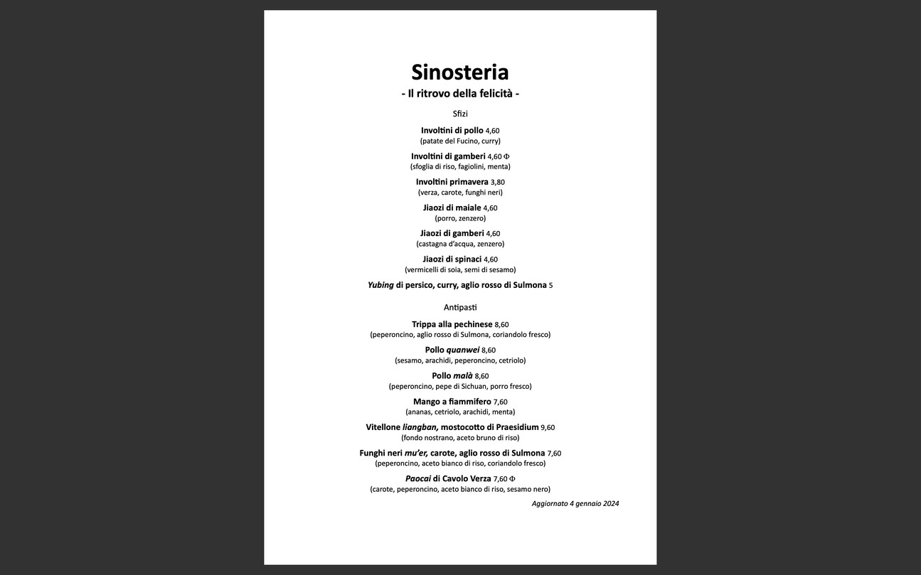 Sinosteria menu 1