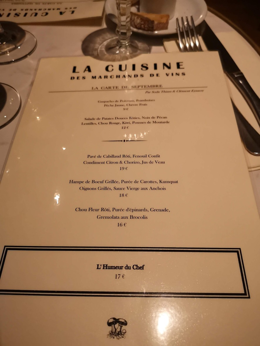 Les Marchands de Vin menu 2