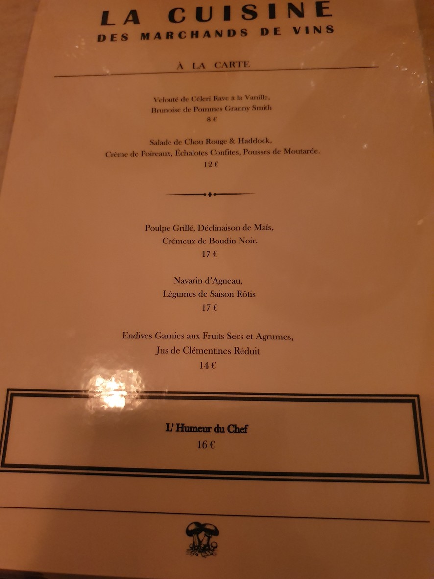 Les Marchands de Vin menu 3