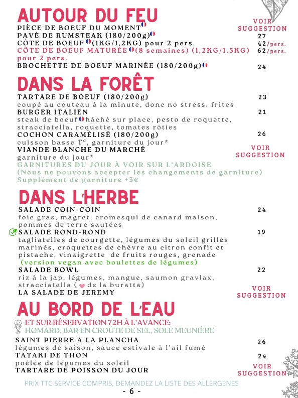 La Cabaña de La Terraza del Estanque menu 2