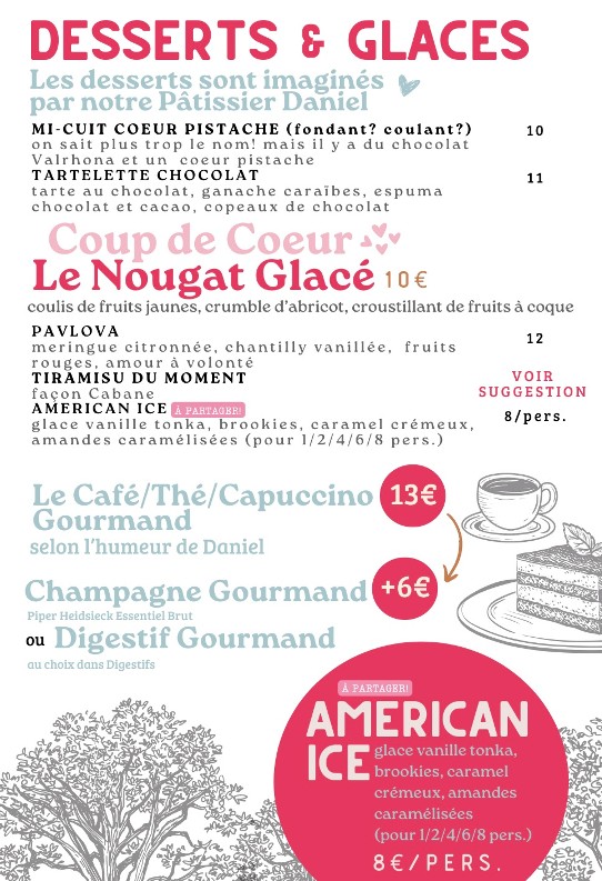 La Cabaña de La Terraza del Estanque menu 3