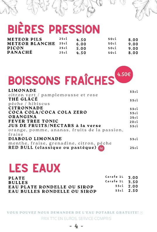 La Cabaña de La Terraza del Estanque menu 5