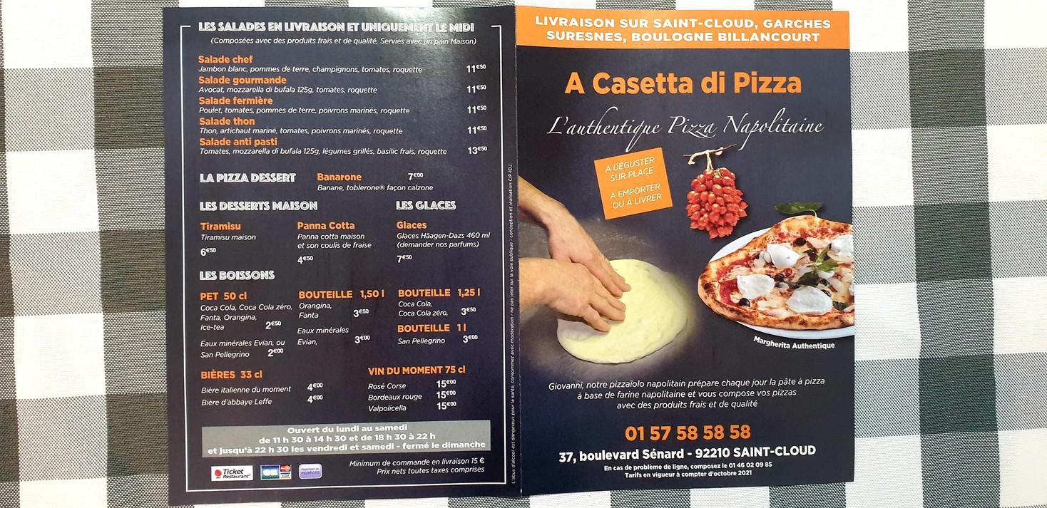 A Casetta Di Pizza menu 1