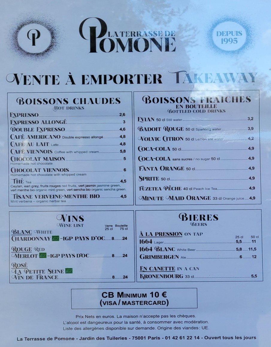 La Terrasse de Pomone menu 3