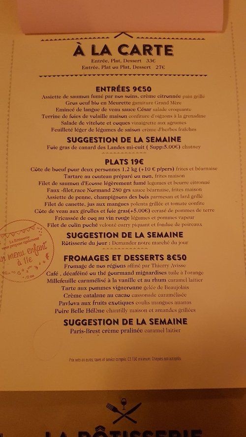 La Rôtisserie menu 1