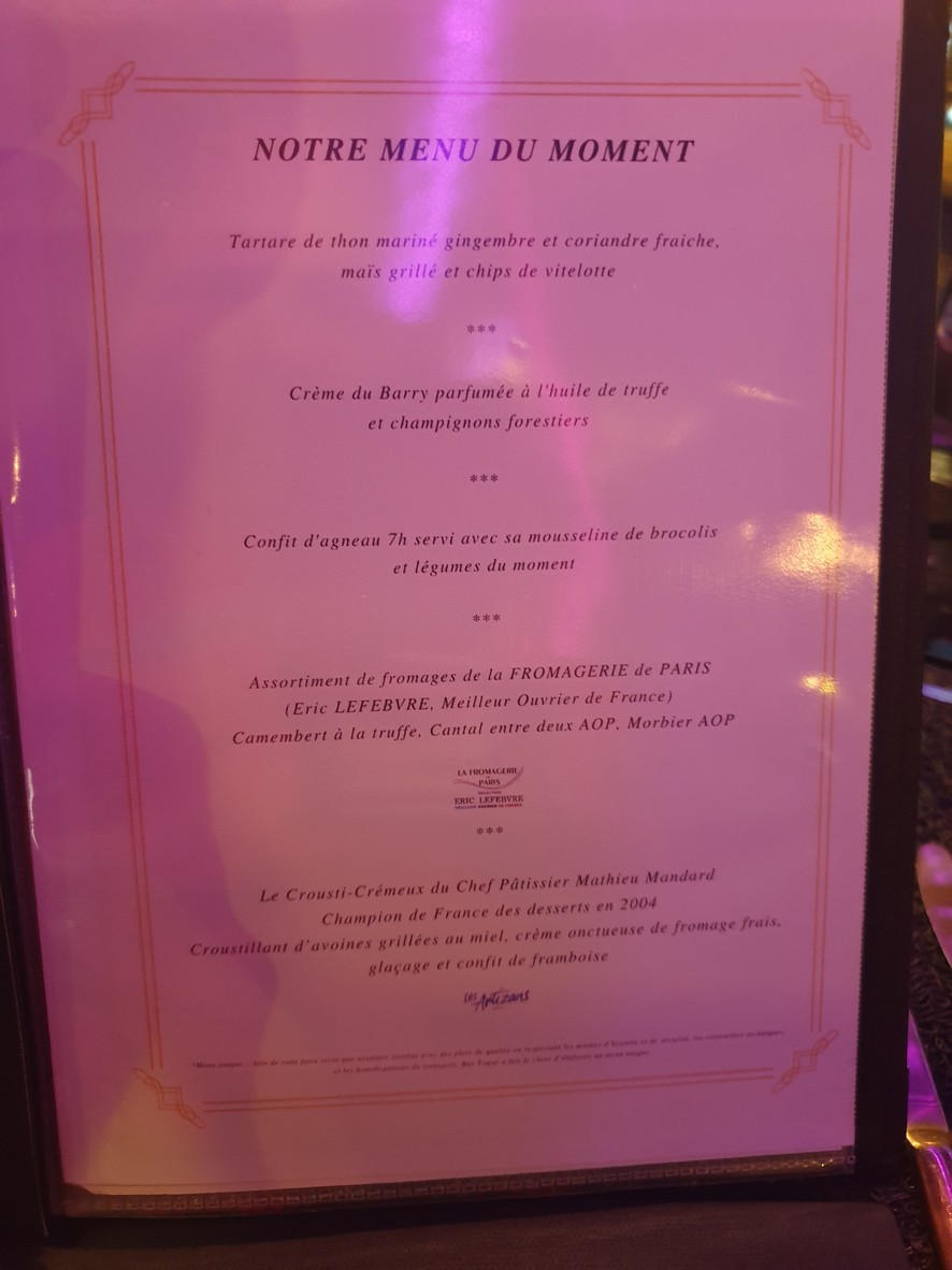 Restaurant Bus Toqué Paris menu 2