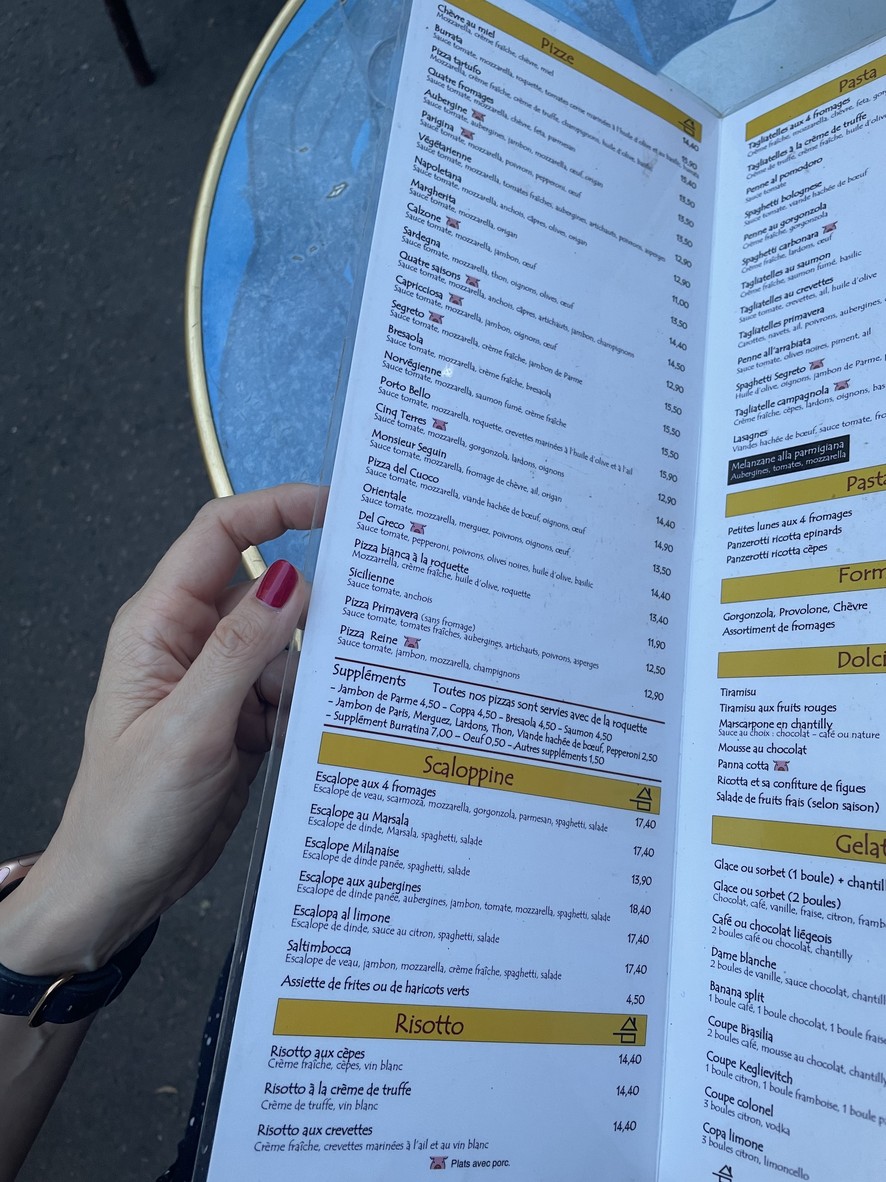 Il Segreto menu 2