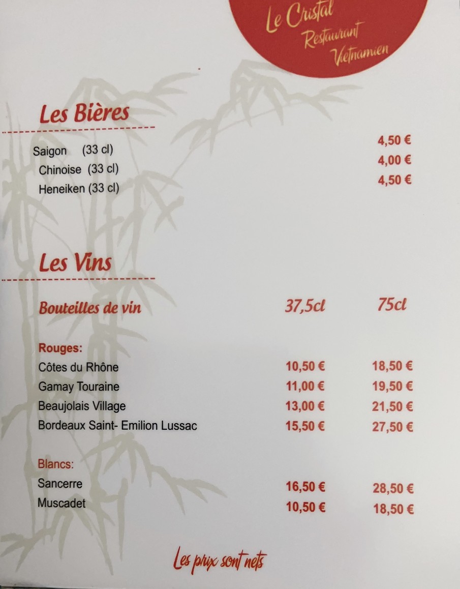 Restaurant Vietnamien Le Cristal menu 9