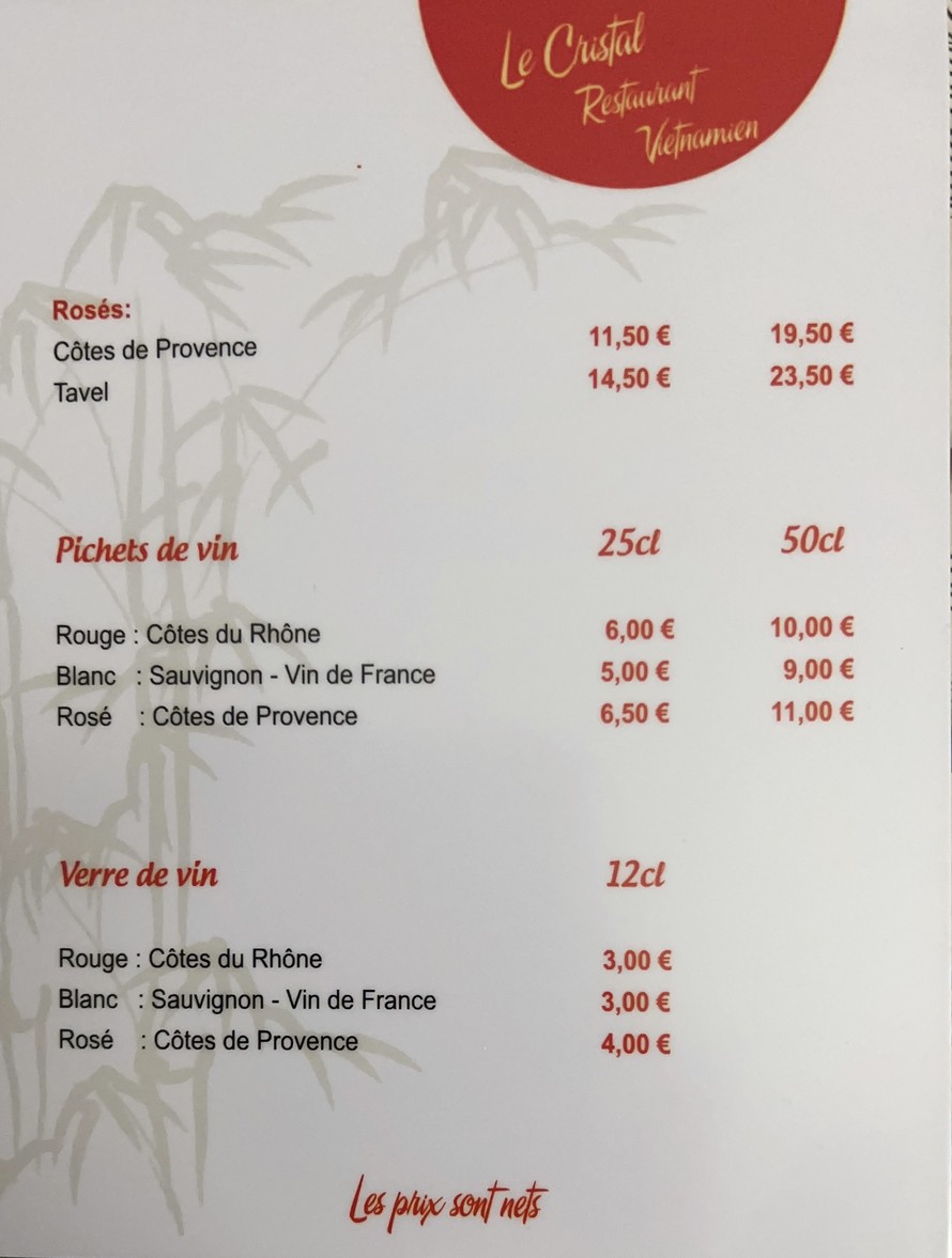 Restaurant Vietnamien Le Cristal menu 10