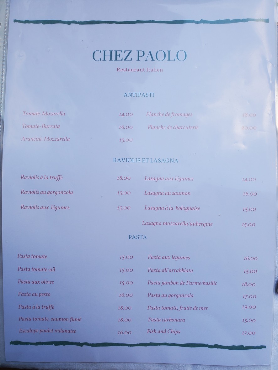 En casa de Paolo menu 2