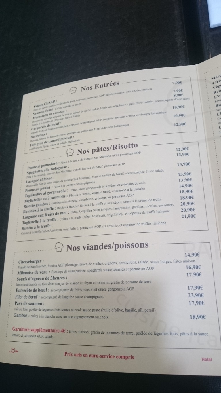 Le Rital menu 1