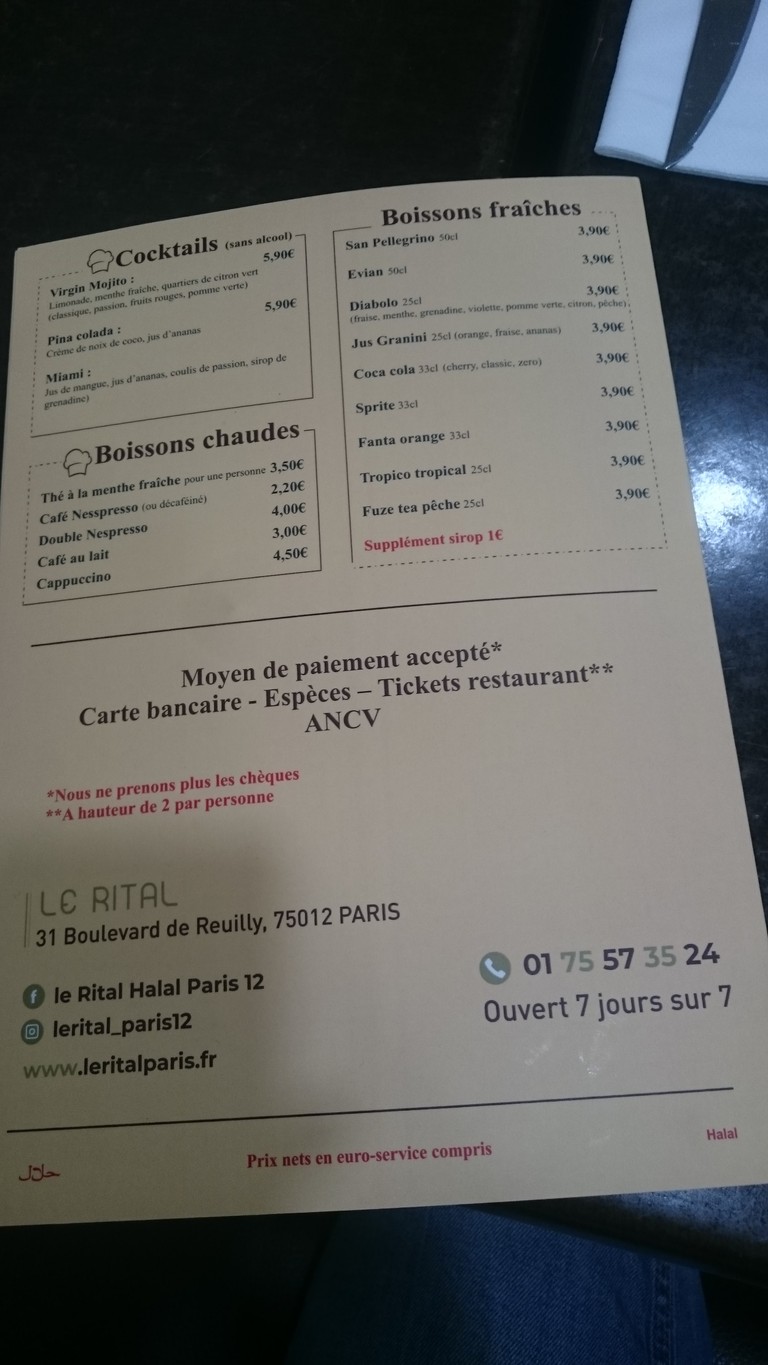 Le Rital menu 3