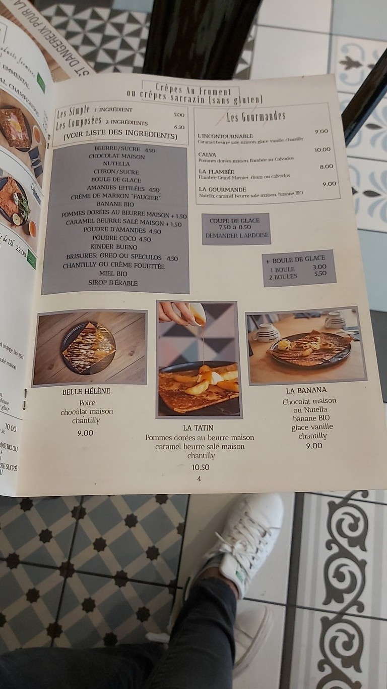 La Crêperie passion menu 2