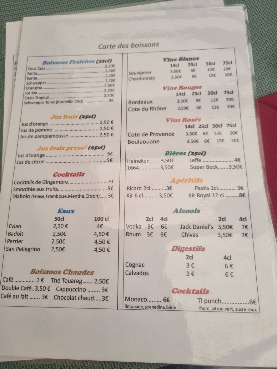 Le Touareg menu 2