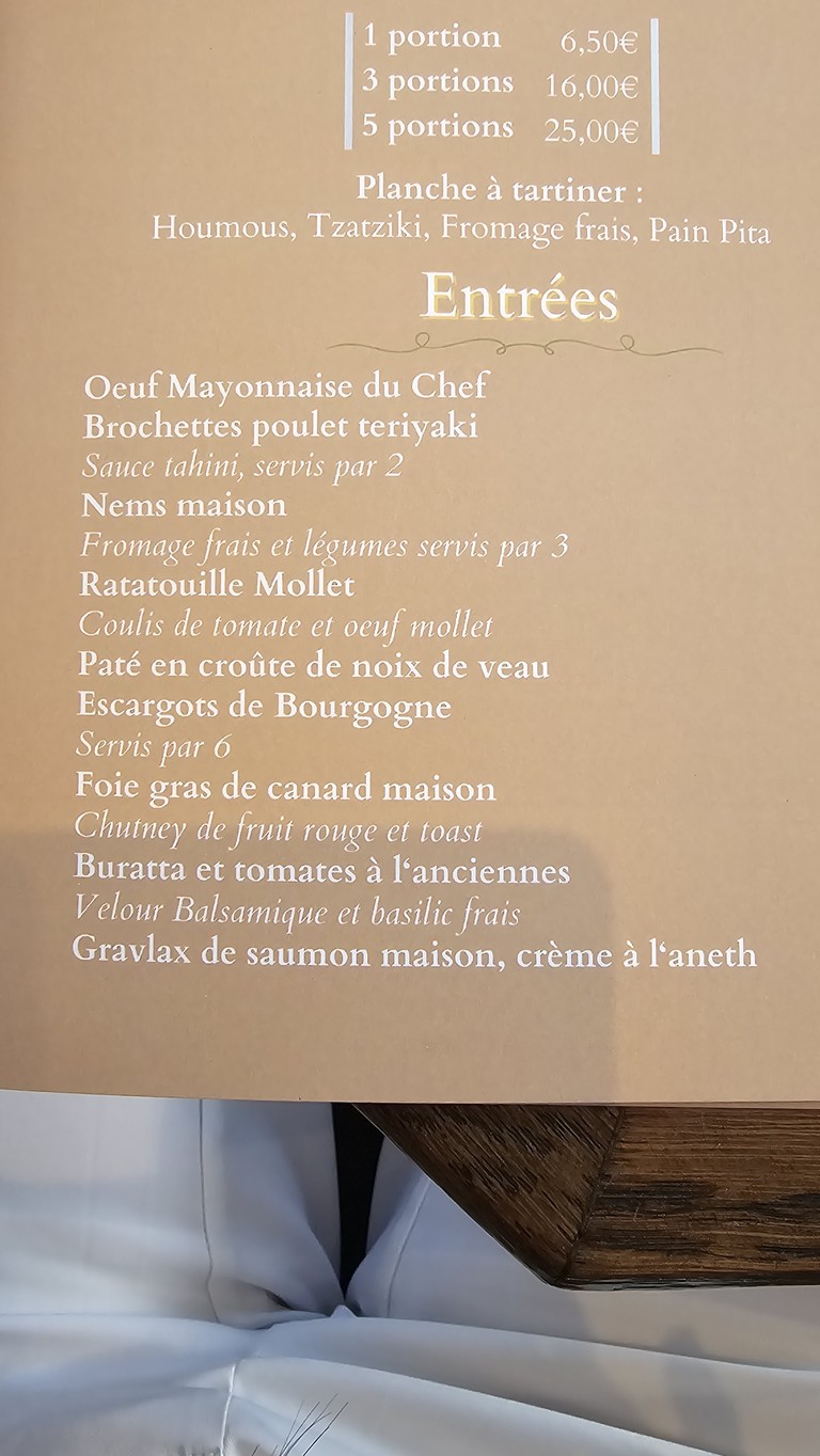 Pavillon menu 1