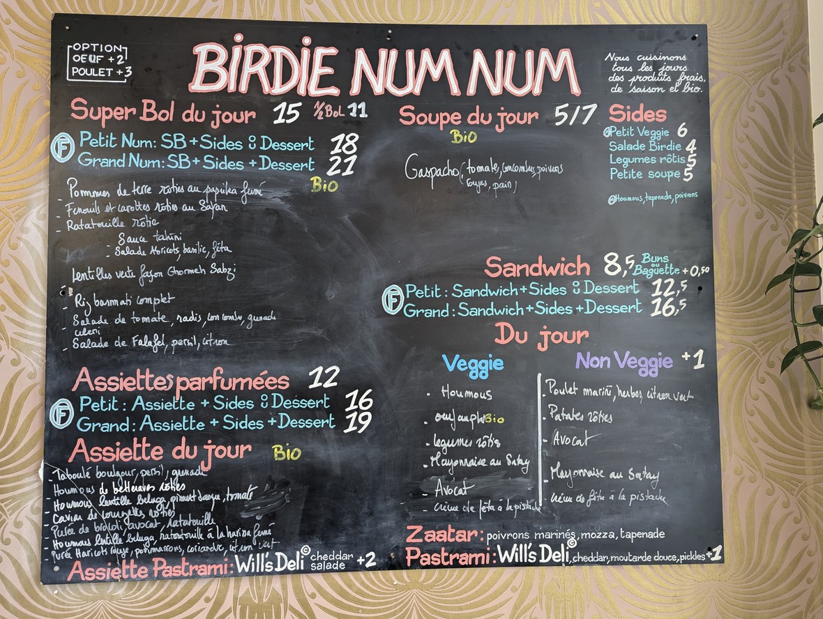 Birdie Num Num menu 1
