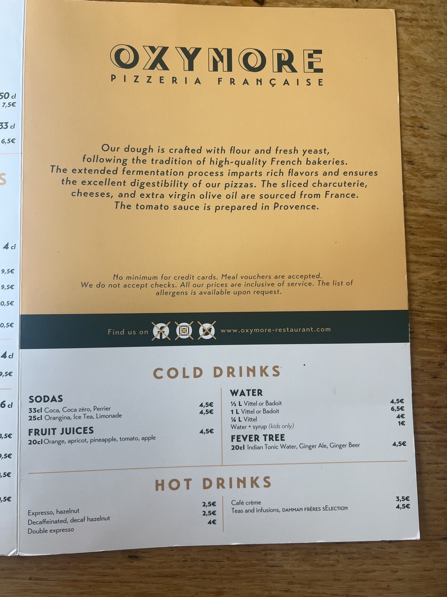 Oxymore menu 1