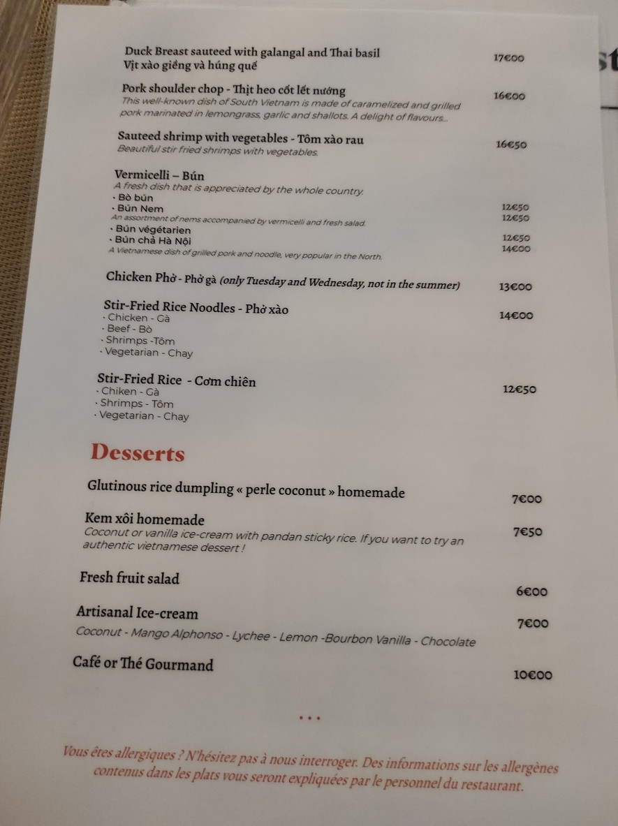 Chào bà restaurant menu 2