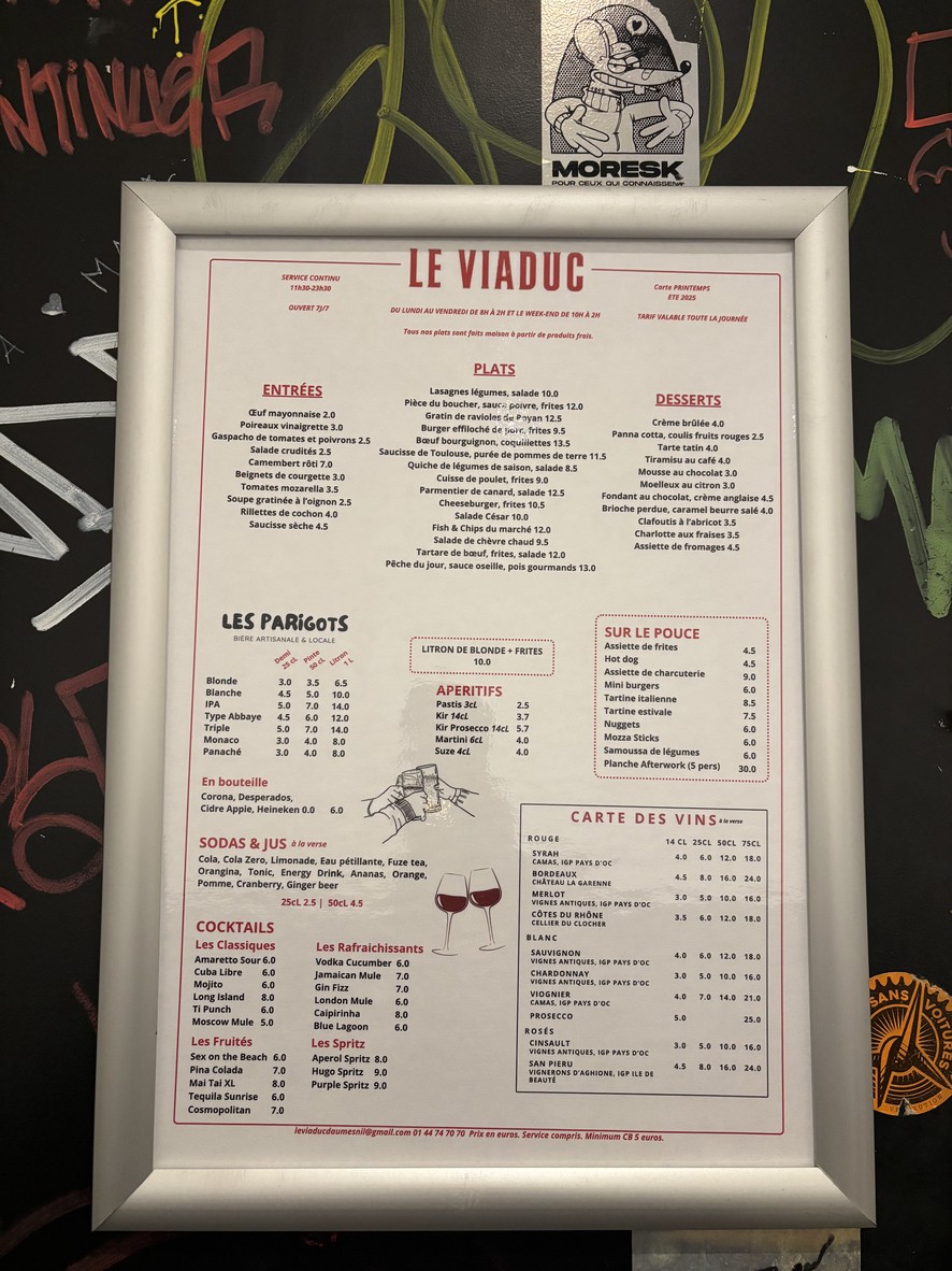 Le Viaduc menu 2