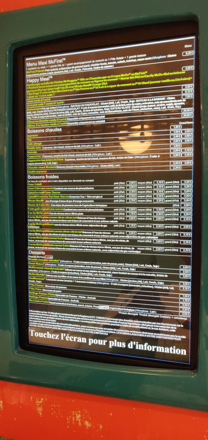 McDonald's menu 1