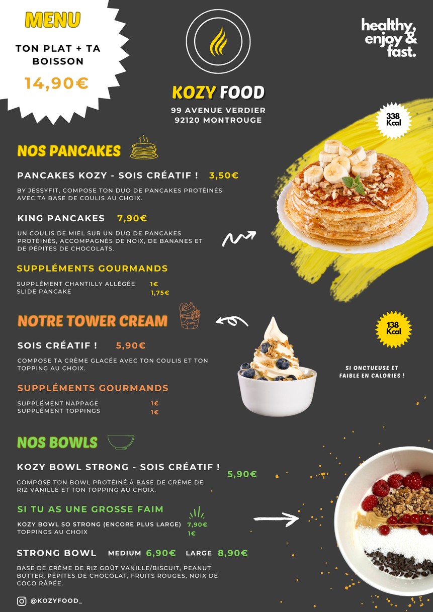 Kozy Food menu 1