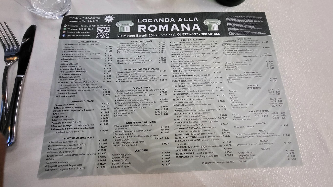 Locanda Alla Romana menu 1