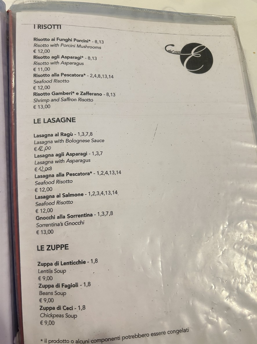 Ristorante Elettra menu 1