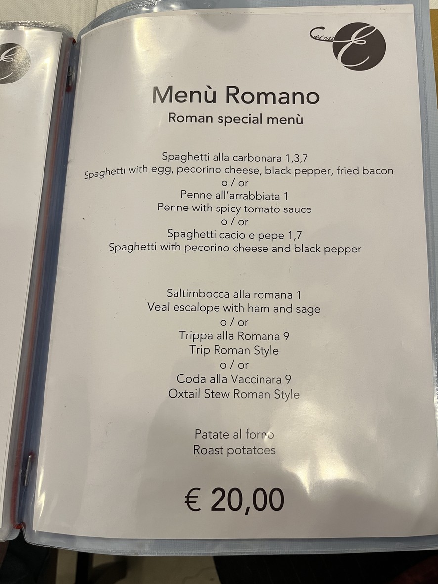 Ristorante Elettra menu 2