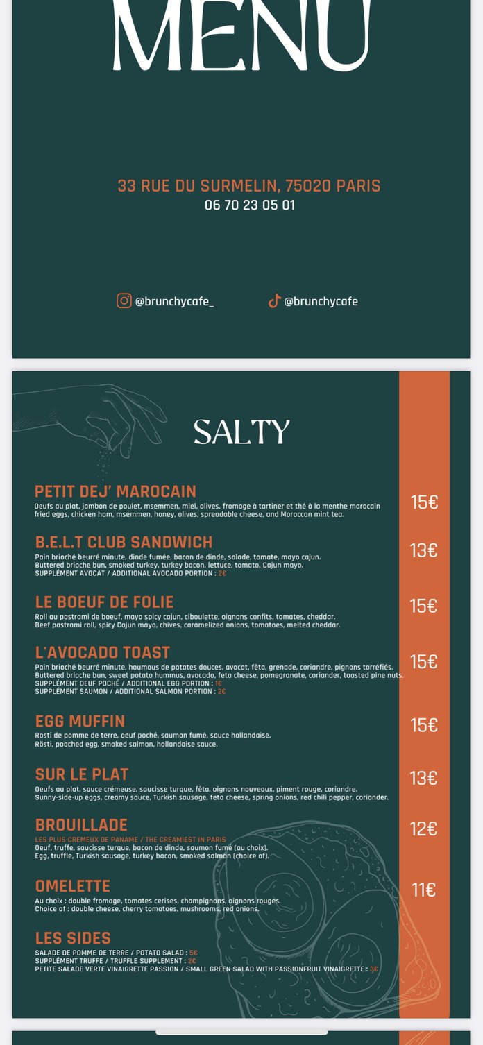 Brunchy Café Paris menu 1