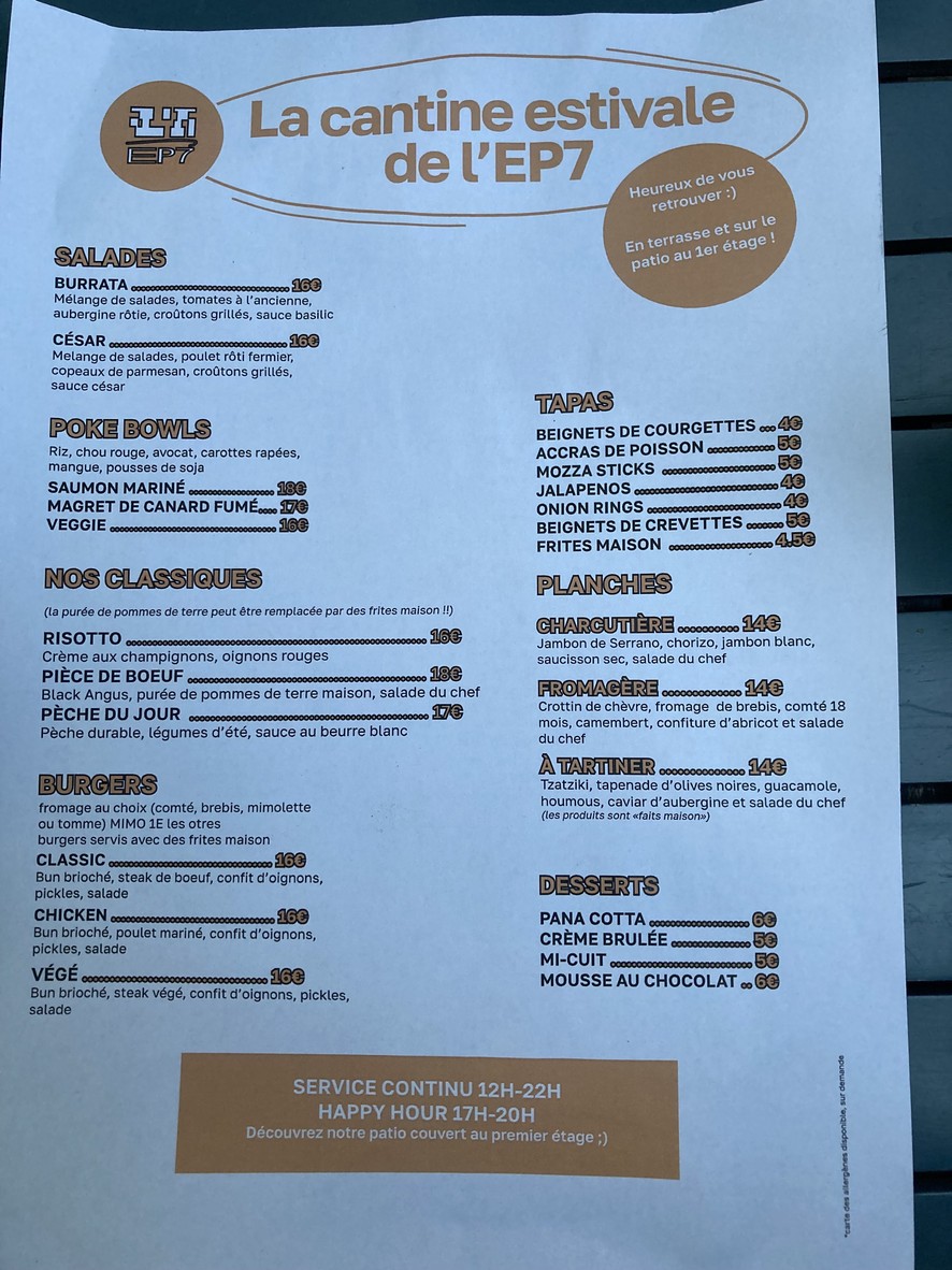 EP7 Guinguette Numérique et Gourmande - Paris 13 menu 1