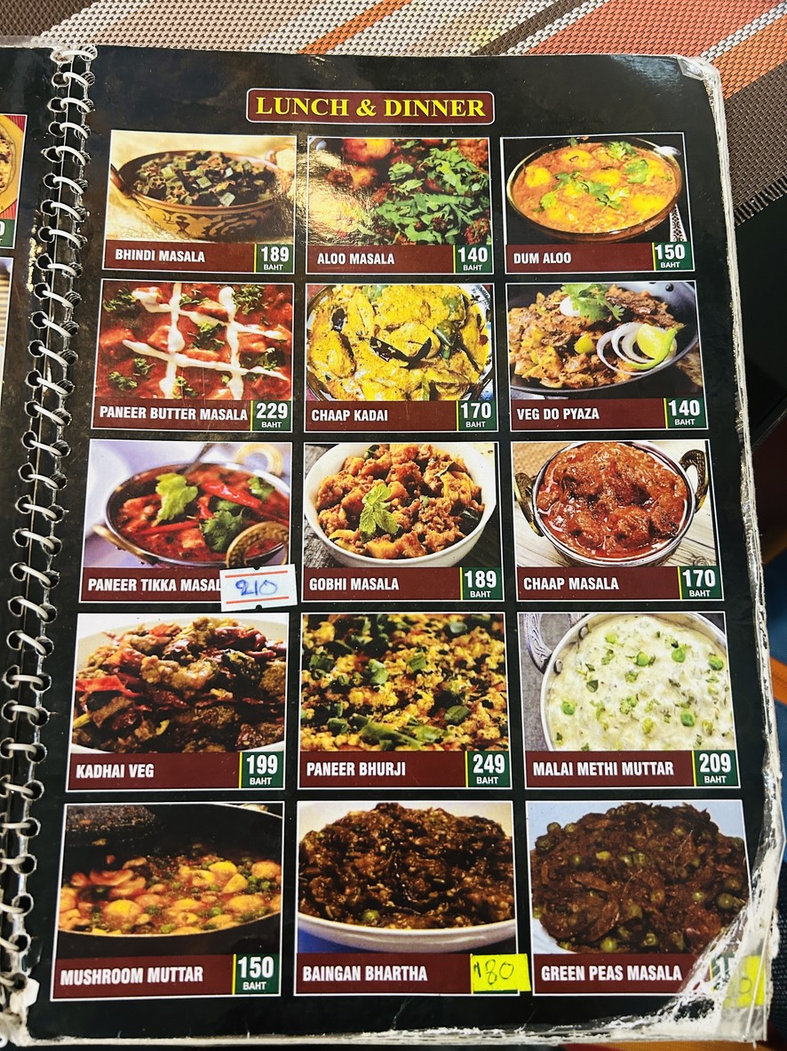 Anmole Indian Restaurant Pratunam Bangkok menu 6
