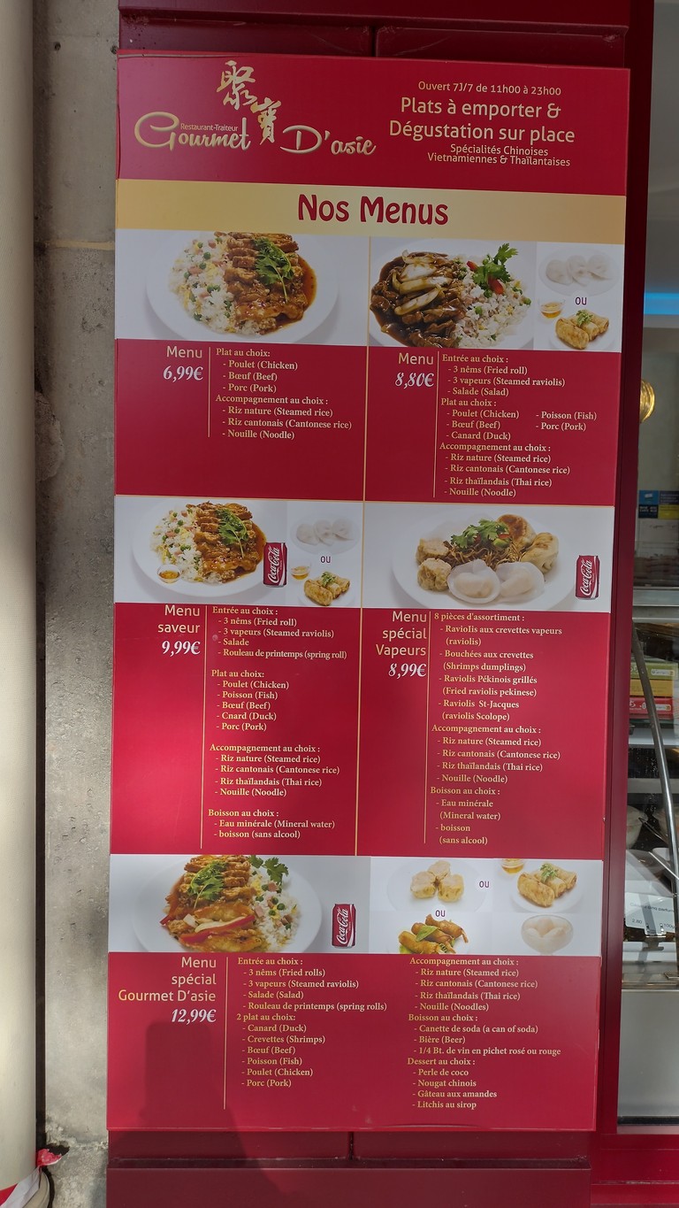 Traiteur Gourmet d'Asie menu 1