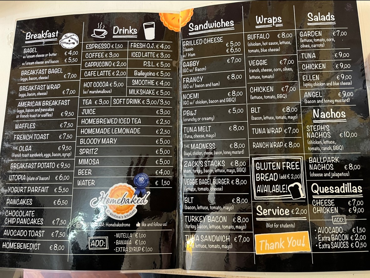 Homebaked Monteverde menu 2