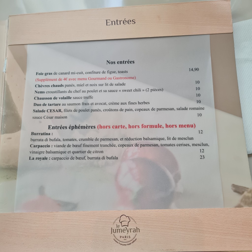Le Jumeyrah menu 1