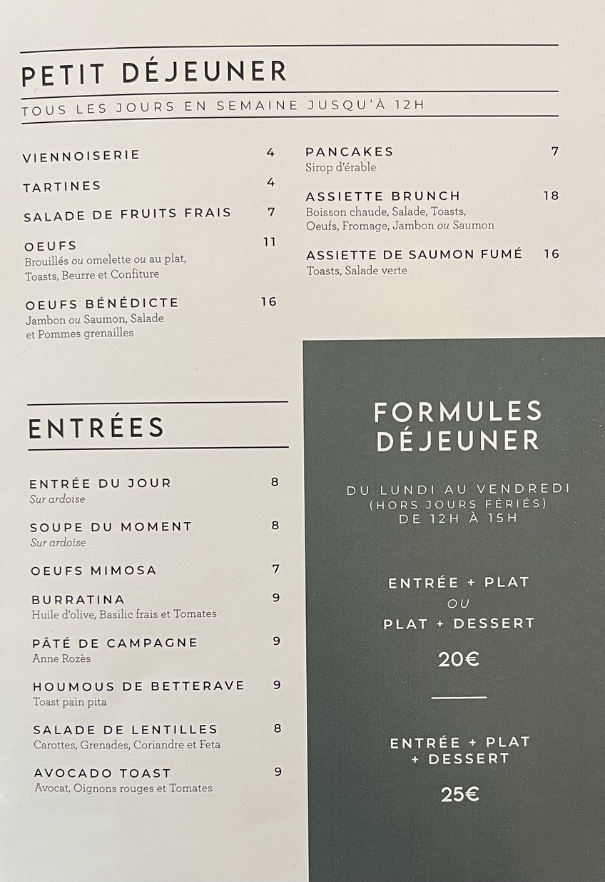 Aux Cerises menu 1