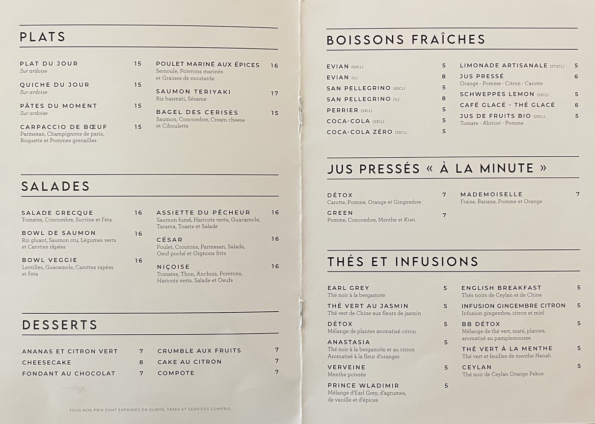 Aux Cerises menu 2