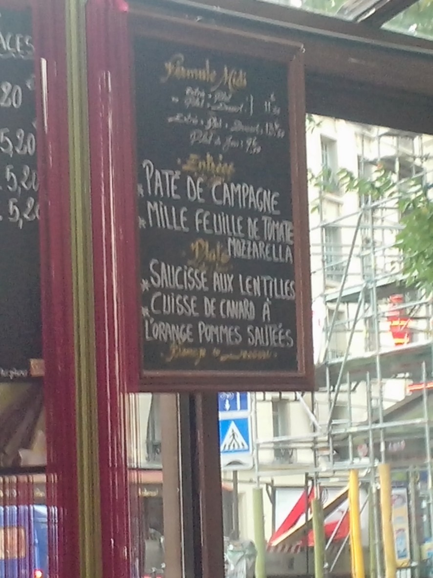 Le Bistrot de Juliette menu 1