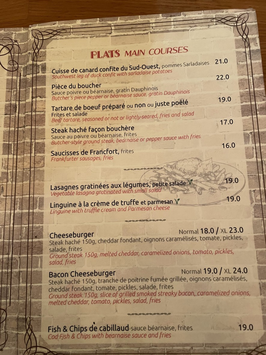 Brasserie Le Gay Lussac menu 2