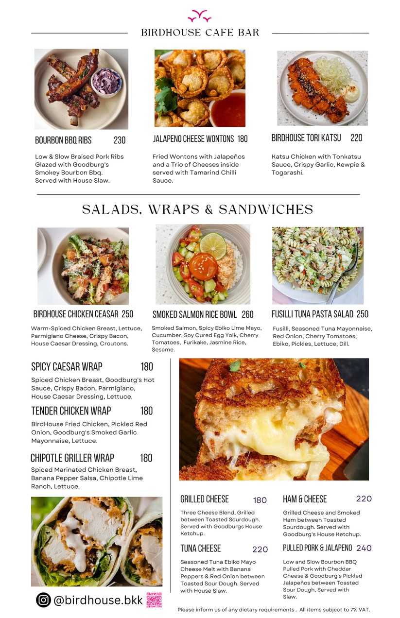 Birdhouse Cafe & Bar menu 3