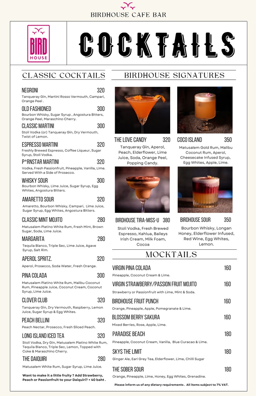 Birdhouse Cafe & Bar menu 7
