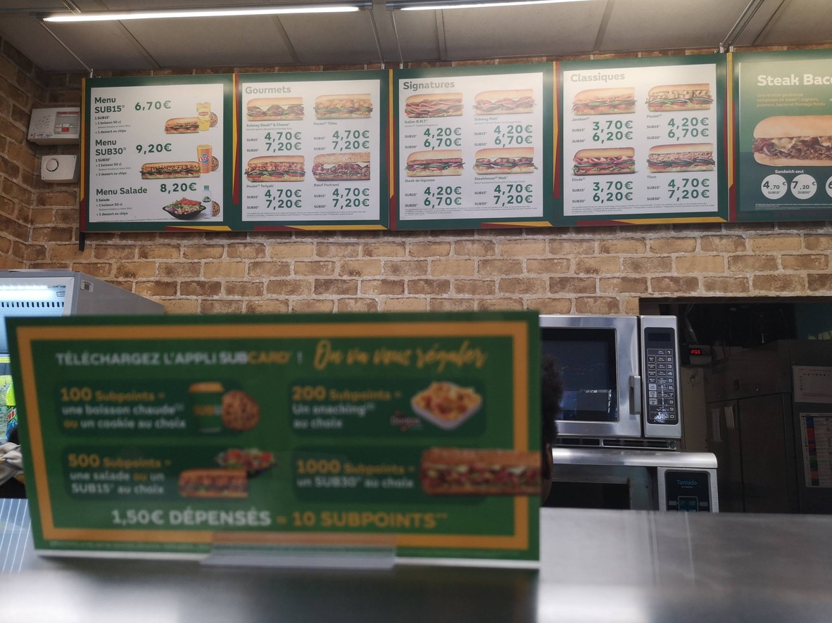 Subway menu 1
