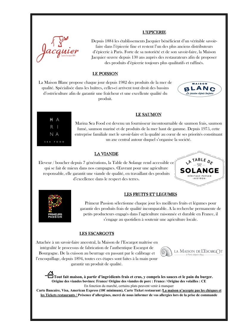 RESTAURANT LE TRÉSOR menu 1