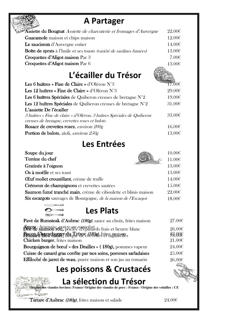 RESTAURANT LE TRÉSOR menu 2