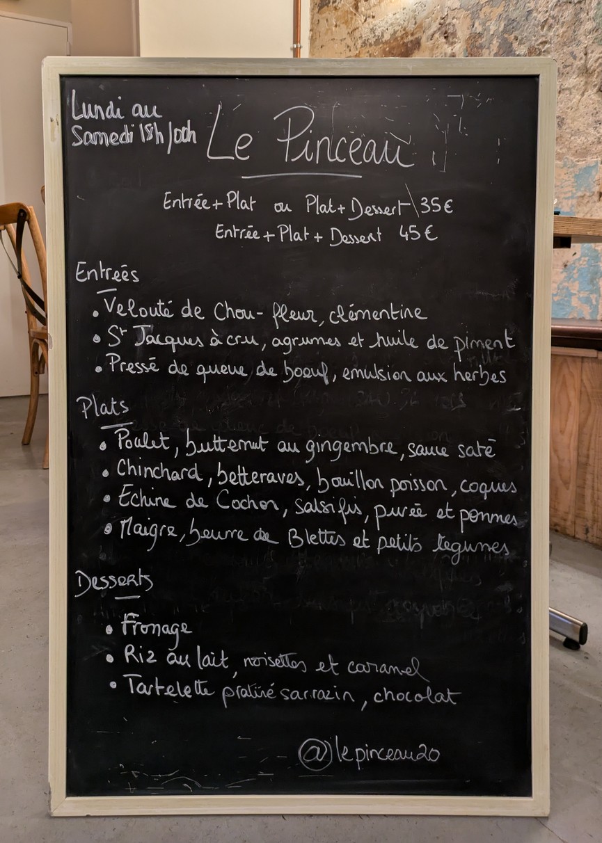 LE PINCEAU menu 1